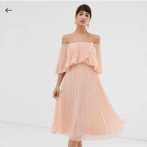 ASOS design pleated rose blush dress